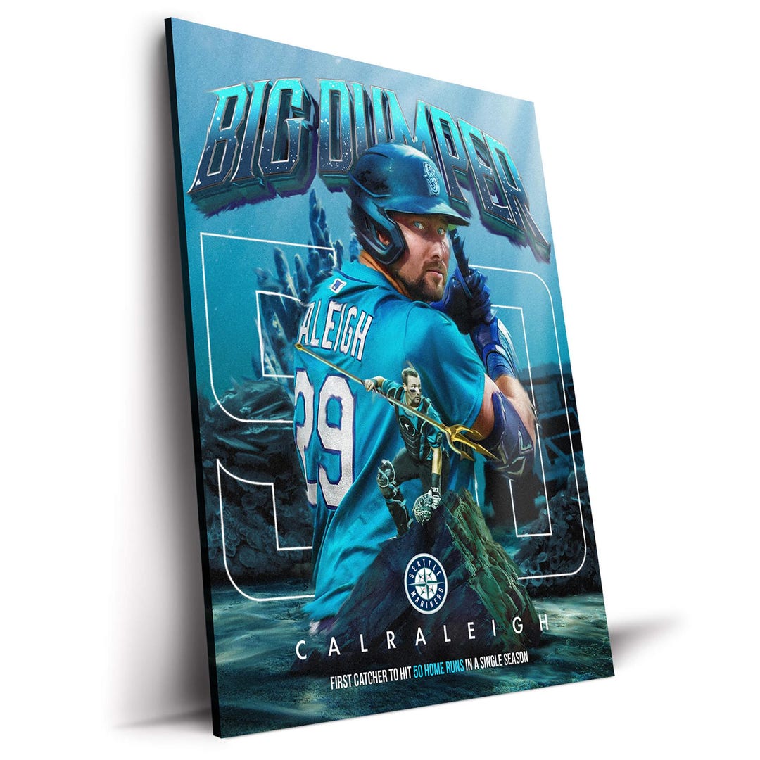 Cal Raleigh Seattle Mariners MLB Poster Baseball Sports Canvas Print ...