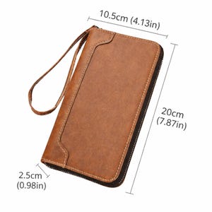 Portafoglio lungo in pelle per uomo, portafoglio con cerniera, portafoglio lungo da uomo, portafoglio in pelle per uomo, portafoglio lungo con cerniera per uomo, regalo per lui, immagine 7