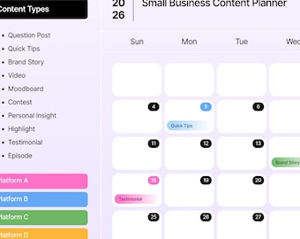 Editable Small Business Content Planner Canva Template | Social Media Content Calendar | Instant Download