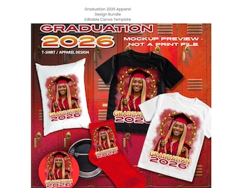 Graduation 2026 Apparel Designs | Editable Canva Template (Digital Download)