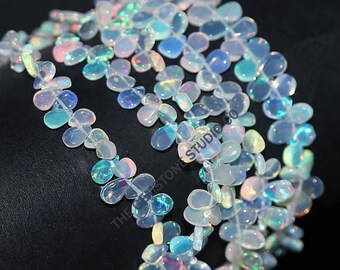 AAA+ Ethiopian Opal Pear Beads, Smooth Natural Gemstone for DIY Jewelry Making Supply