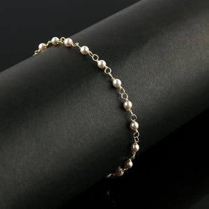 Natural Pearl Shell Bracelet, Gold Plated Rosary Chain, Bohemian Jewelry (7+1 inch)