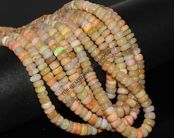 Rondelle liso de ópalo etíope natural, hilo de piedras preciosas, cuentas al por mayor para la fabricación de joyas