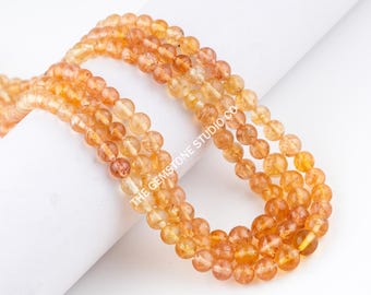 Imperial Topaz Beads, 6.5-8.5mm, Smooth Round Natural Gemstone, 16" Strand, Loose Beads for Jewelry