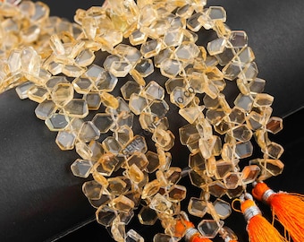 Natural Citrine Fancy Shape Faceted Flat Beads,  Yellow Gemstone For Jewelry Making