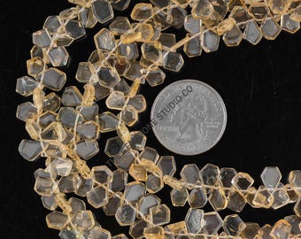 Natural Citrine Fancy Shape Faceted Beads, Flat Cut Yellow Gemstone For Jewelry Making