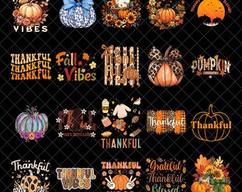 Adretter Herbst Dankbares Png-Bundle, Herbst Png, Danke Jesus, Herbst Png, Erntedank-Shirt Png, Dankbar Sublimation Png, Herbst Kürbis Png