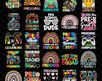 Vorschulabschluss Png-Bundle, 2025 Vorschulabschluss Png, 2025 Abschluss Png-Datei für Cricut, Pre-K Png-Schnitt-Datei svg dxf, png, eps, jpg