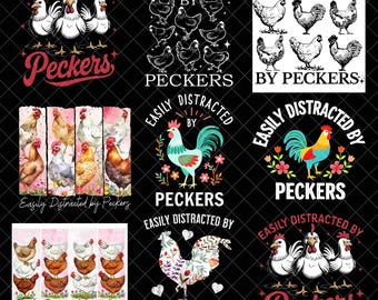 Leicht abgelenkt von Peckers Png Bundle, lustige Hühner Png Für Frauen Png Tierliebhaber Png Gehöft Bauer Mädchen Bauernhof Frau Png-Datei