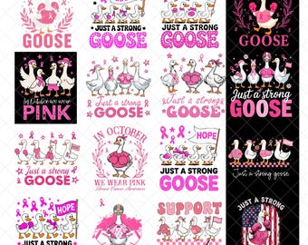 Nur ein starkes Gans Png-Bündel, Brustkrebs-Gans, im Oktober tragen wir rosa Png, Brustkrebs-Shirt Png, Brustkrebs-Kokette, Pink aus