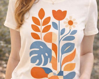 Abstract Retro Botanical Tee | Mid Century Flower Plant Illustration