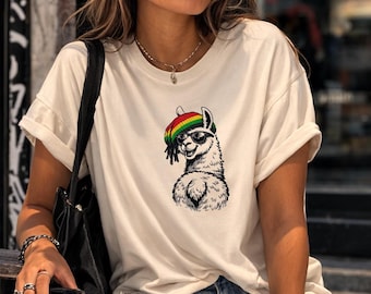 Camiseta de llama rasta / Camiseta de gorro de llama relajada con rastas