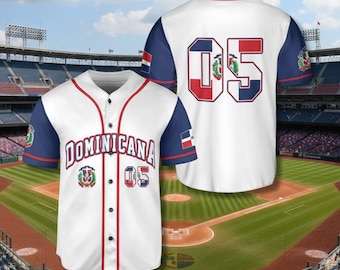 Dominican Republic Baseball Jersey Personalized, Custom Name & Number, Button Up Shirt