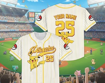 Custom Anime Baseball Jersey – Pika Style, Retro Cartoon Shirt