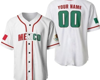 Personalized Mexico 3D Baseball Jersey Shirt, Custom Name Number, Mexican Skull Halloween Shirt, Dia de los Muertos Gift, Mens Womens Jersey