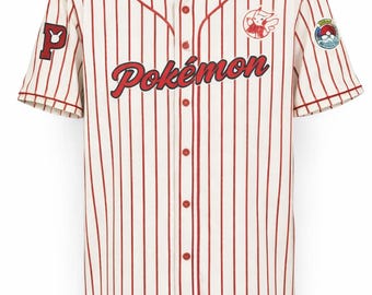 Pikachu Baseball Jersey – World Championships  Style, Pinstripe Button Up Shirt