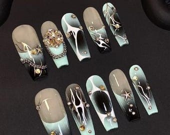 Hot Summer Nail Box – Intricate Handmade Design with Luxury Charm Details