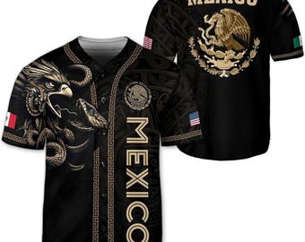 Mexico Flag Baseball Jersey, Green White Red Button Up Shirt, Custom Name Jersey, Summer Sportswear, Gift for Men