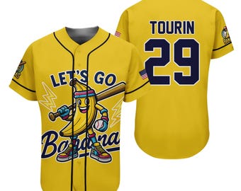 Personalized Bananas Team Baseball Jersey, Funny Bananas Jersey, Let's Go Bananas Jersey, Custom Team Name Number, Gift For Savannah Fan