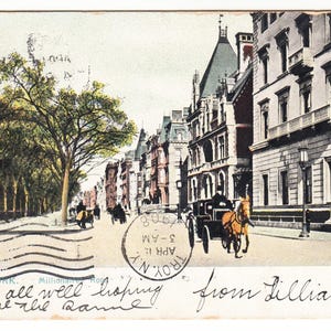 Raphael Tuck & Sons Postcard – Millionaires’ Row, New York City – 1903 Postmark, Fifth Avenue, Horse-Drawn Carriage Street Scene