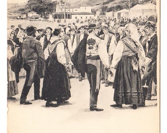 La Danza Prima Asturias Spain c1905 – Traditional Folk Dance – Ethnographic Vintage Postcard