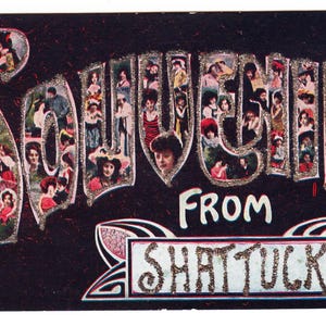 Souvenir from Shattuck Oklahoma c.1907–1909 Postcard – Early Large Letter Glitter Design – Women Portraits – Antique Collectible