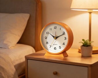 4.5 Inch Retro Alarm Clock Silent Battery Operated Metal Desk Clock with Night Light