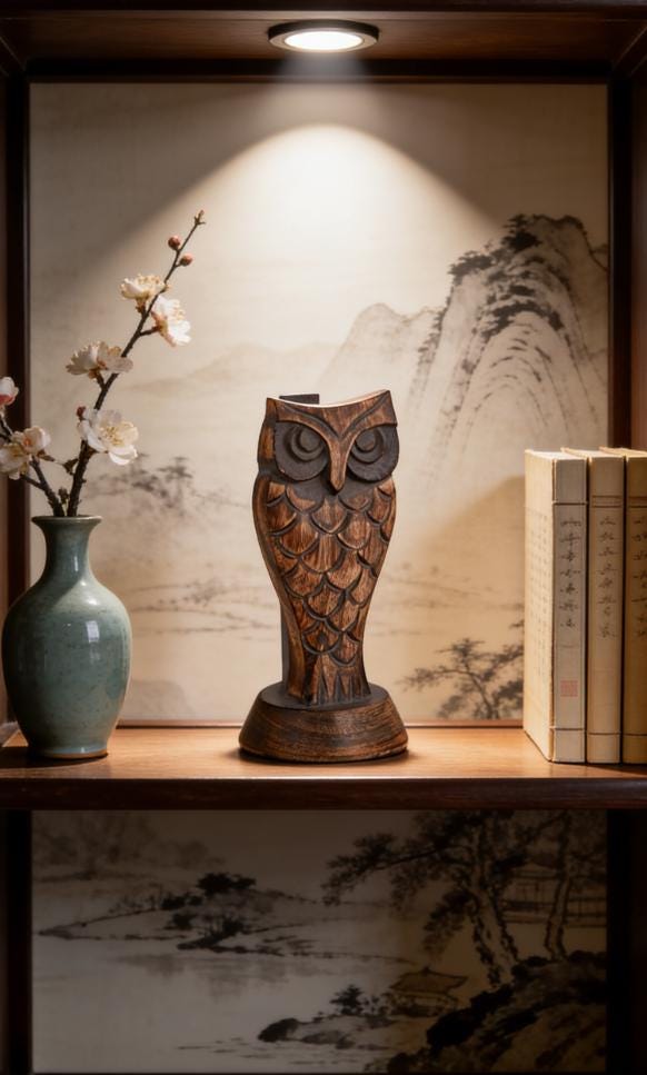 Wooden Owl Glasses Holder &ndash; Handmade Nightstand Stand for Reading Glasses, Stocking Stuffer Gi