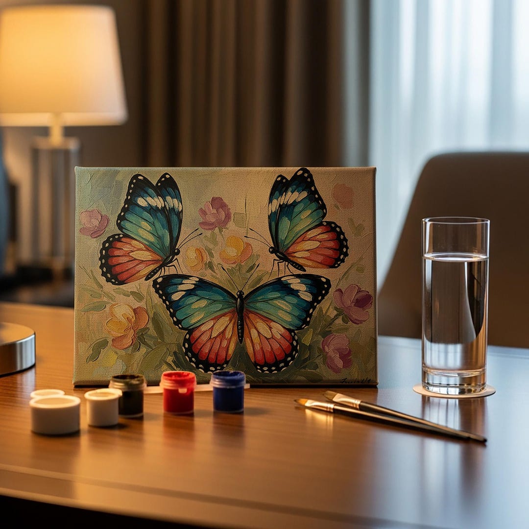 Colorful Butterfly Paint by Numbers Kit, DIY Insect Canvas Painting for ...