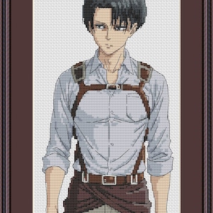 Anime kruissteekpatroon Levi digitale pdf-kaart fanartontwerp