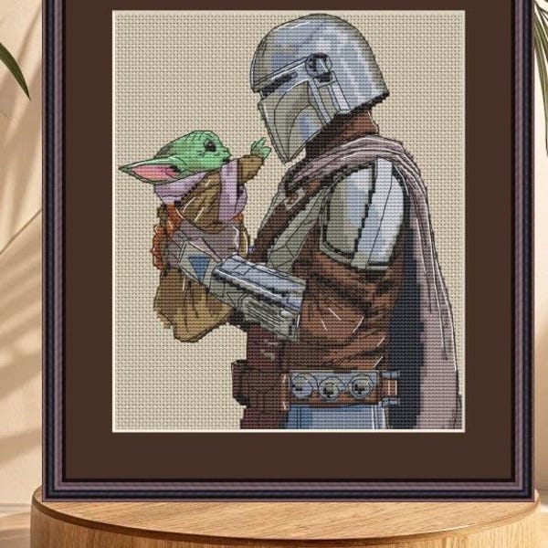 Cross Stitch Pattern Manda, Grogu Digital PDF Chart Fan Art Design