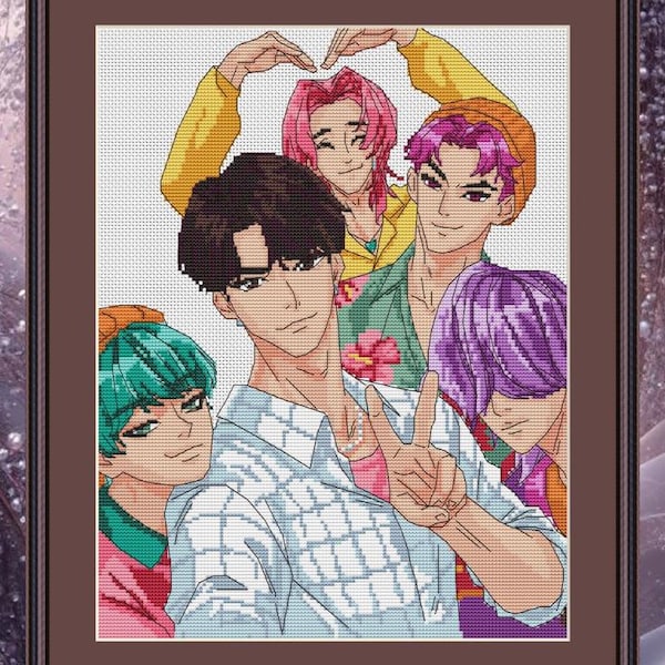 Patrón de punto de cruz de anime PDF digital, gráfico XSD Diseño de fan art de Saja B