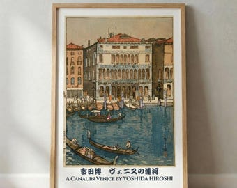 Zen Wall Art Venice Canal Ukiyo-e Print Hiroshi Yoshida Gondola Japanese Art Canvas and Poster