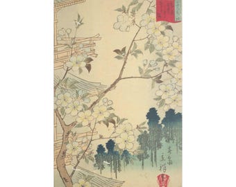 Yanaka Tennoji Moderne Sakura Wandkunst - Kirschblüte Leinwanddruck, zeitgenössisches japanisches Dekor, Leinwand oder Poster