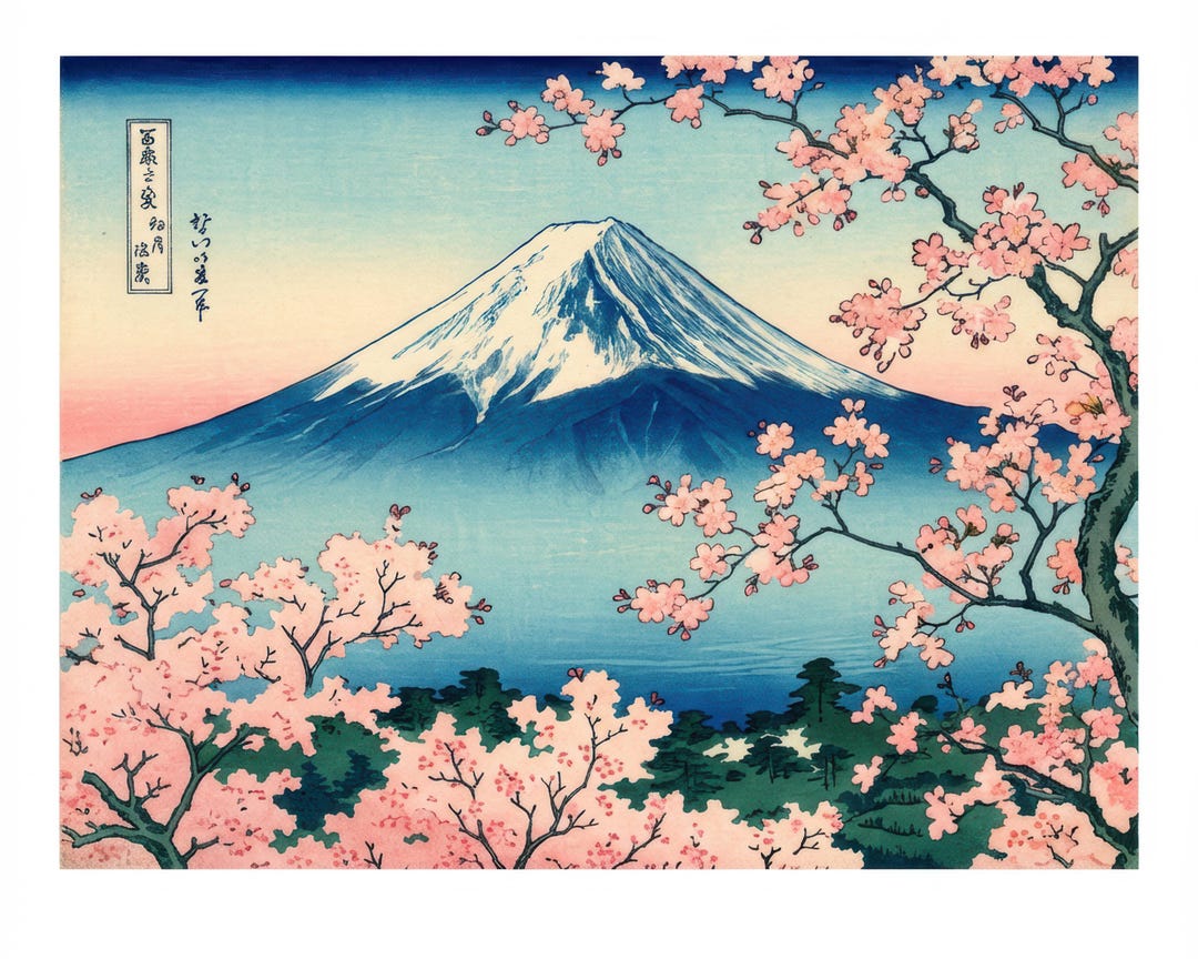 Mount Fuji Cherry Blossom Ukiyo-e Print – Japanese Landscape Art ...