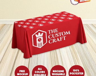 Nappe avec logo personnalisé, jeté de table 100 % polyester, présentoir de salon