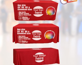 Full Color Trade Show Polyester Custom Tablecloth for event, craft fair, Tablecloth for exhibition, personalized tablecloth