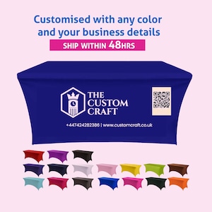 Custom Business Logo Table Cover: Stretch Spandex Tablecloth for Events