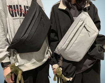 Grote canvas heuptas voor dames - Banaanvormige tas met schouder- en crossbodyband, ruime heuptas, cadeau
