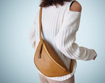 Camony Leather Fanny Pack Dames - Bruine Crossbody Riemtas, Stijlvolle Heuptas voor Dagelijks Gebruik, Cadeau voor Haar