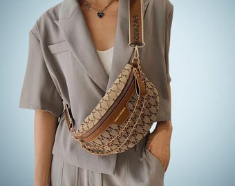 Canvas handtas in bananenvorm voor dames - heuptasje met brede band, crossbody schoudertas, cadeau voor haar