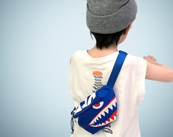 Kinderheuptasje met haaienprint - Leuke nylon heuptas met cartoonprint voor jongens, verstelbare schoudertas, cadeau voor jongens