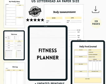 Printable Fitness Planner | Workout, Meal & Weight Loss Tracker (Digital Download)