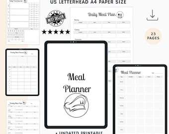 Weekly Meal Planner Printable | Digital Meal Planning Sheet | Grocery List & Food Organizer | Instant Download