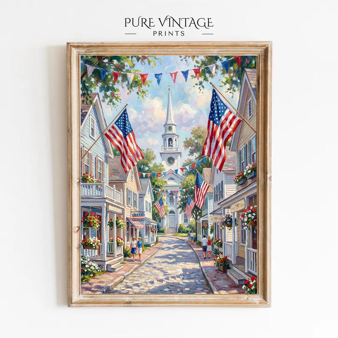 Vintage Americana Flag Print: Rustic 4th of July Farmhouse Decor ...