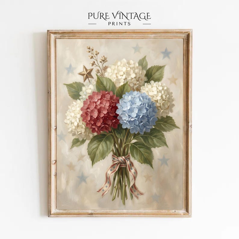 Patriotic Printable Wall Art Set of 6: Vintage American Flag Prints ...