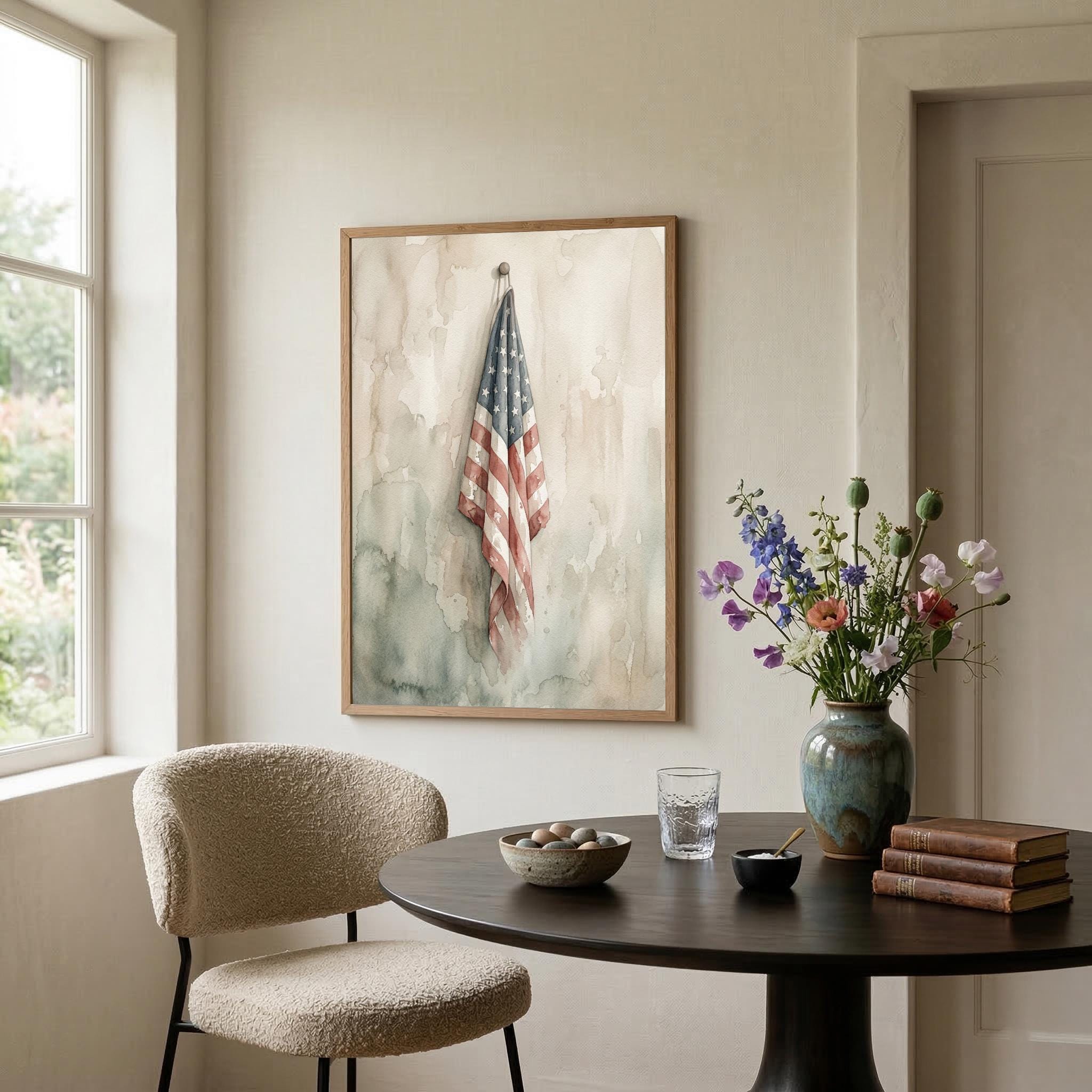 Vintage American Flag Printable Wall Art: Americana 4th of July ...