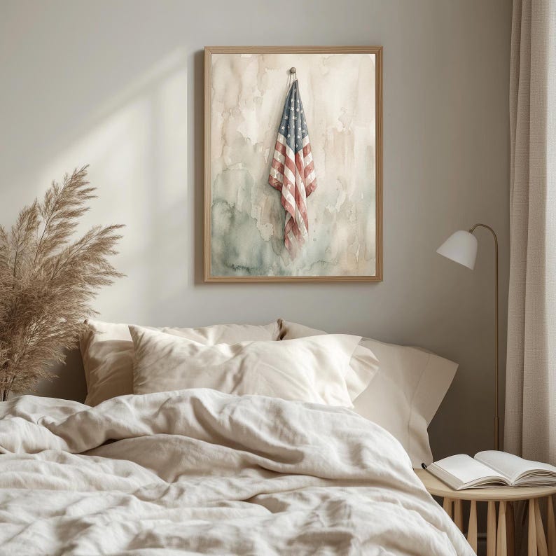 Vintage American Flag Printable Wall Art: Americana 4th of July ...