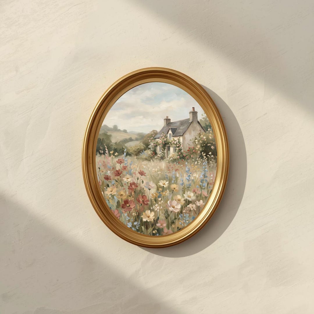 Printable Cottage Garden Wall Art: Spring Landscape Painting Print ...