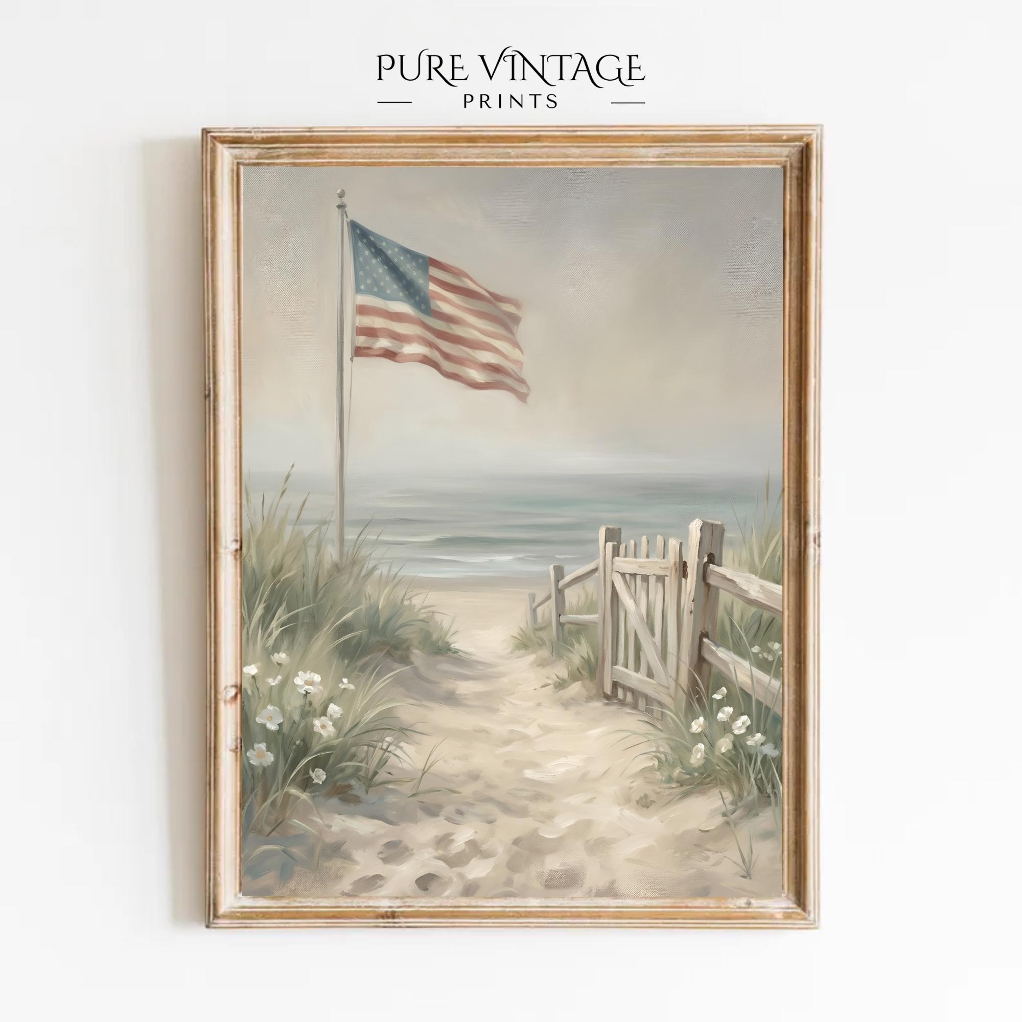 Patriotic Printable Wall Art Set of 6: Vintage American Flag Prints ...